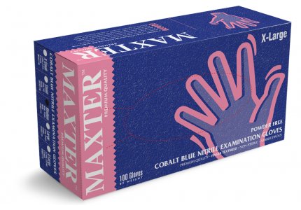 MAXTER rękawice nitrylowe bezpudrowe r. XL - COBALT